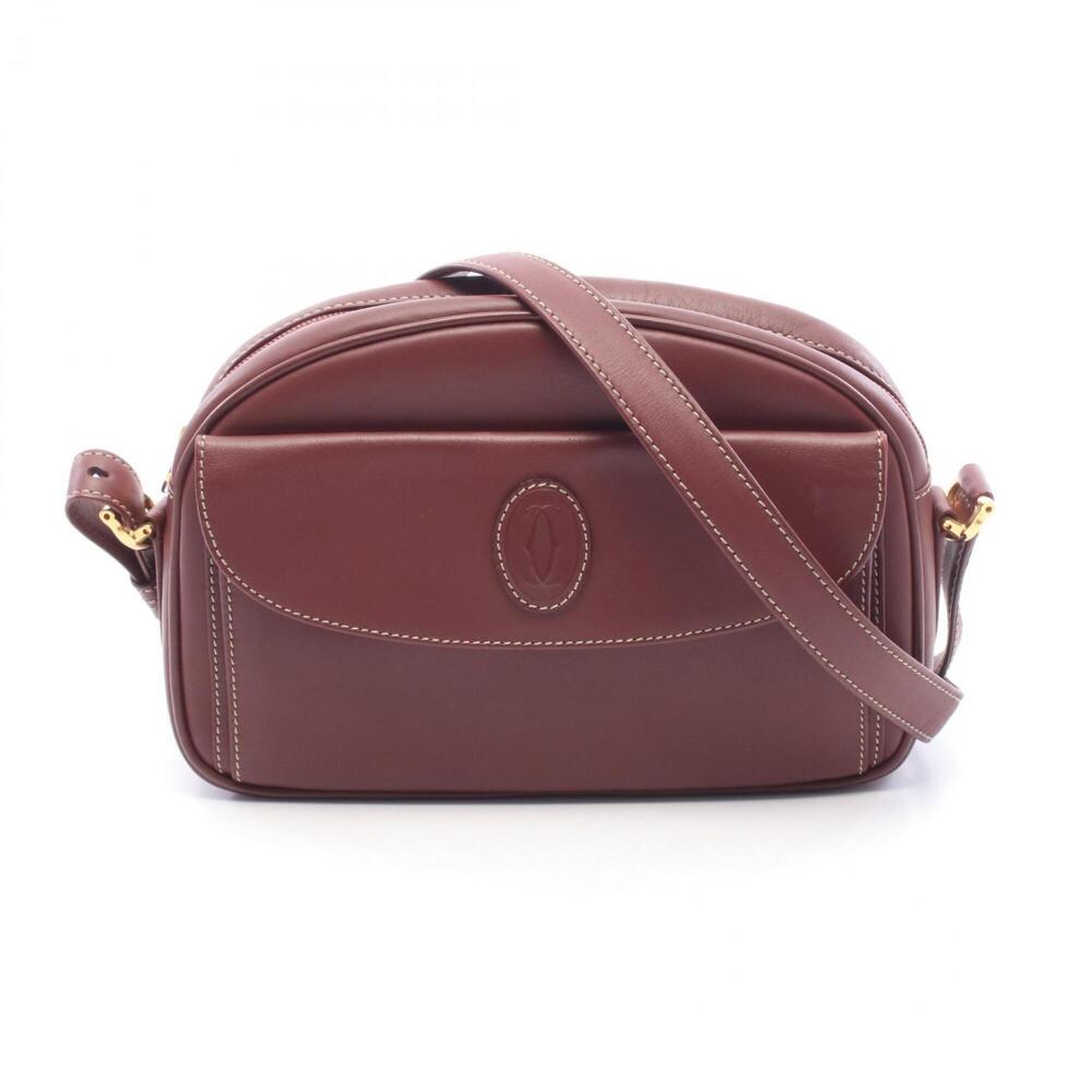 Cartier Must Line Shoulder Bag/Handbag, Leather, Women's, Bordeaux (Burgundy)